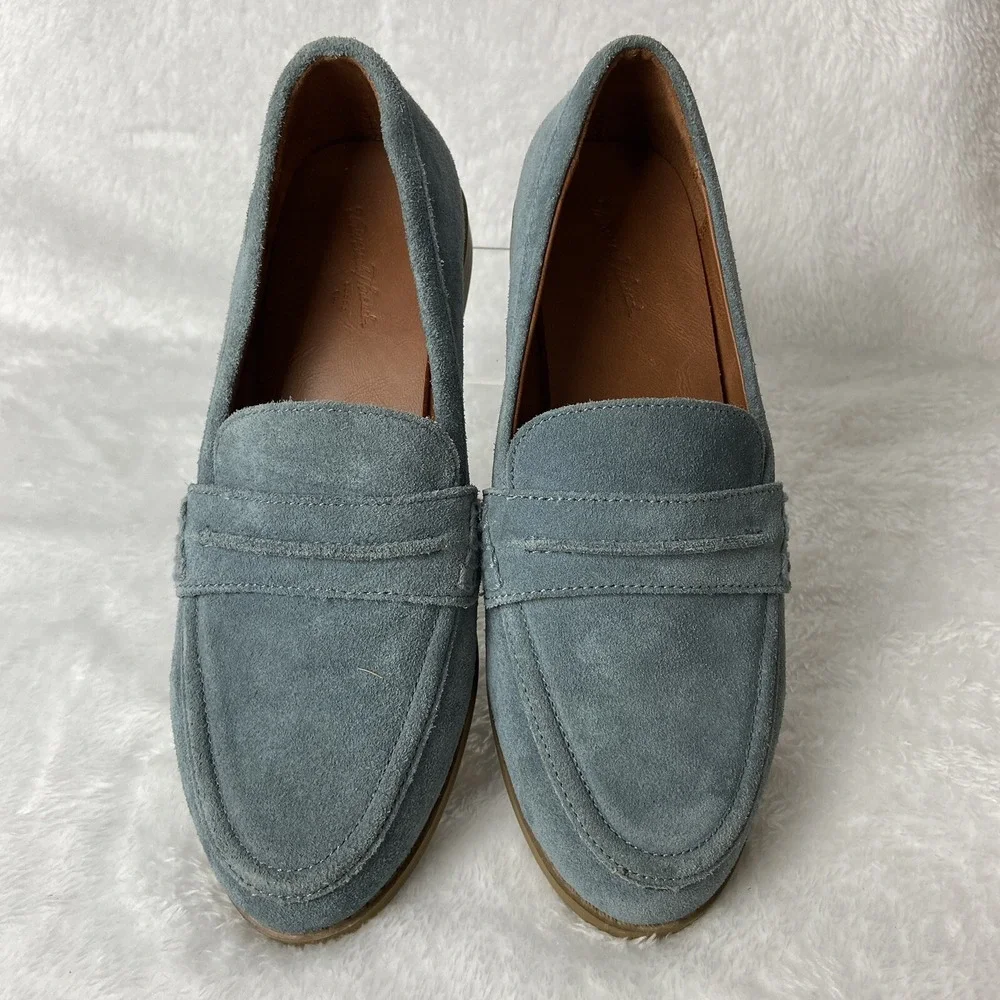 Blue Suede Shoes Mocs Loafers Womens 5.5 Leather Uppers Casual Career Flats Shoe